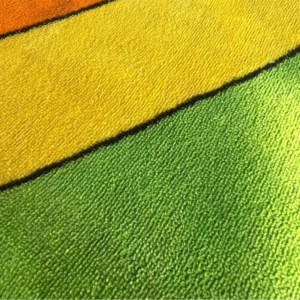 Vintage 80s TerriMondo Retro Rainbow Beach Towel 54 x 28.5 Cotton Israel FLAWS